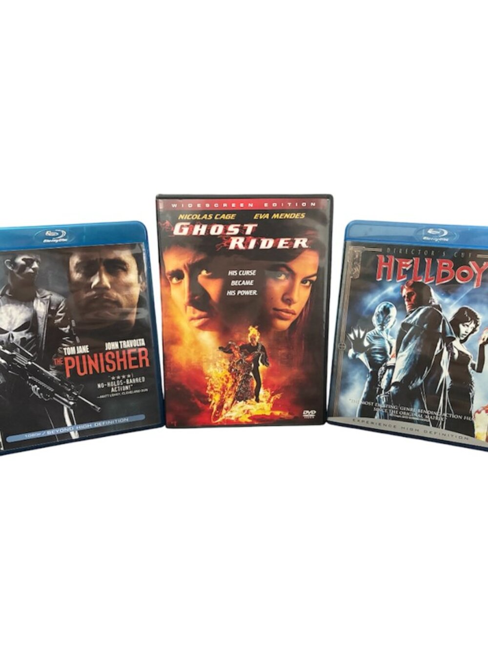 Marvel DVD/BluRay Movie Lot of 3 The Punisher Ghost Rider HellBoy